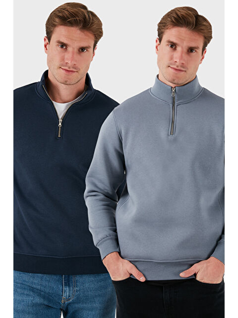 Buratti Pamuklu Regular Fit Dik Yaka 2'li Paket Sweat 59052592S2 - S000436827-37346