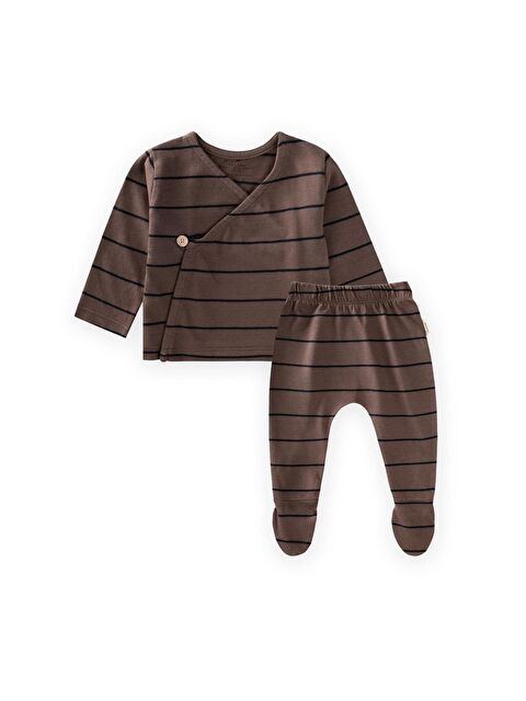 CİGİT Çizgili Kruvaze Takım 0-6 Ay Vizon Çizgili - S000488342-26429