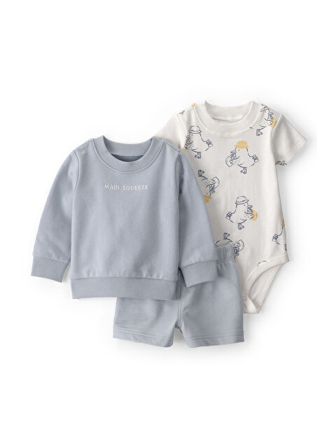 Carter's Erkek Bebek Body Şort Set 3 Ay-24 Ay Mavi