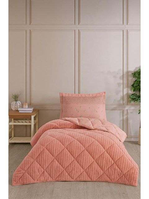 Çeyiz Diyarı Wellsoft Jakarlı Uyku Seti 3 Parça Tek Kişilik Pudra - S000499051-20024