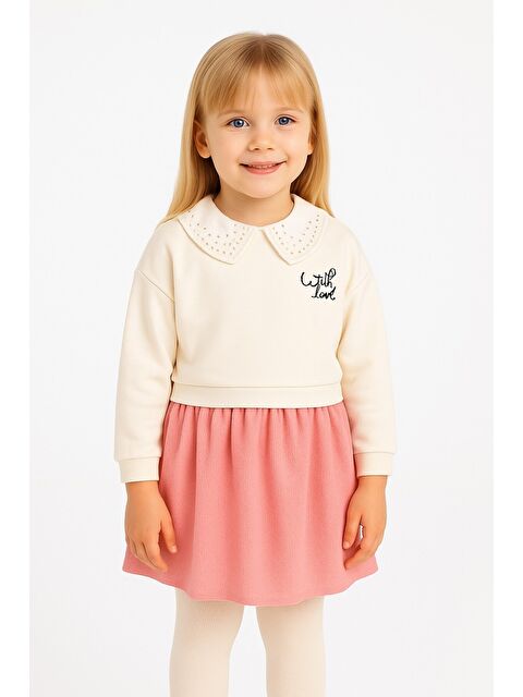 Chicsy Baby Kız Çocuk Trend Tasarım Yakalı Premium Sweatshirt Elbise
