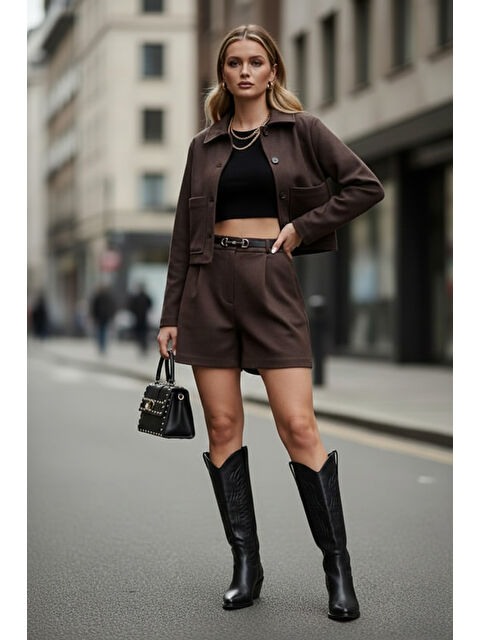 Lela Regular Fit Klasik Yaka Süet Dokulu Cep Detaylı Kadın Ceket 6524992 - S000483947-19413