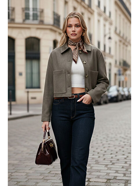 Lela Regular Fit Klasik Yaka Süet Dokulu Cep Detaylı Kadın Ceket 6524992 - S000483947-18547