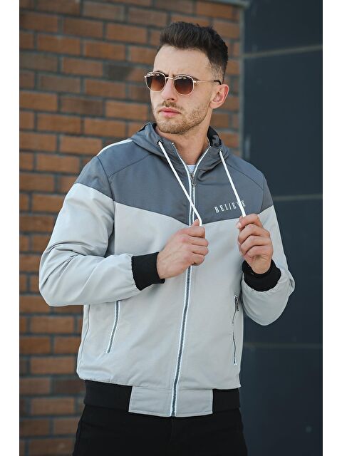 Oksit Believe Baskılı Suya Dayanaklı Slim Fit Erkek Mevsimlik Mont Yağmurluk - S000126178-33408