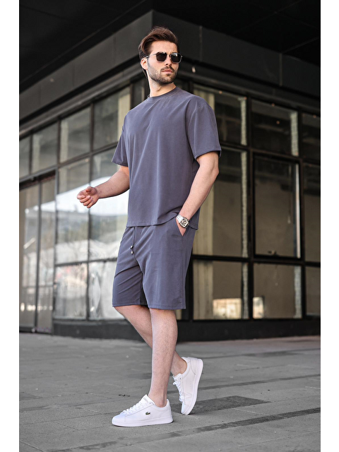 Madmext Füme Kumaş Erkek Şort Tişört Takım E7349