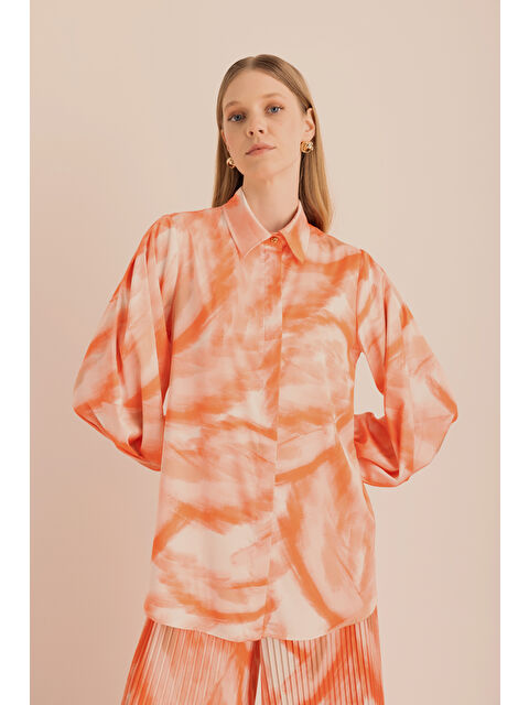 AKER Desenli Saten Tunik