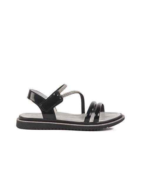 Ayakmod Siyah Rugan Cırtlı Ortopedik Kız Çocuk Sandalet 25T103 F - S000388229-14430