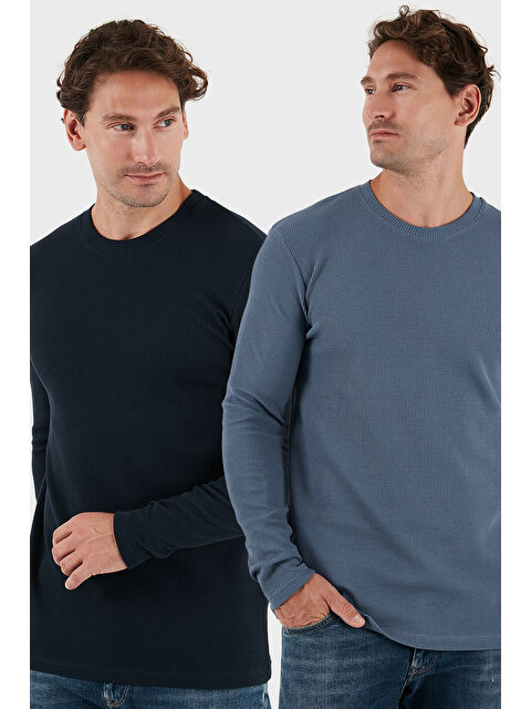 Buratti Pamuklu Bisiklet Yaka Slim Fit Basic 2'li Paket Sweat 5905073S2 - S000463611-21164