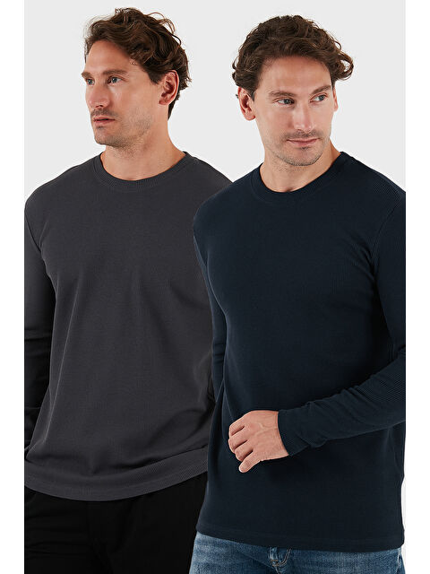 Buratti Pamuklu Bisiklet Yaka Slim Fit Basic 2'li Paket Sweat 5905073S2 - S000463611-37189