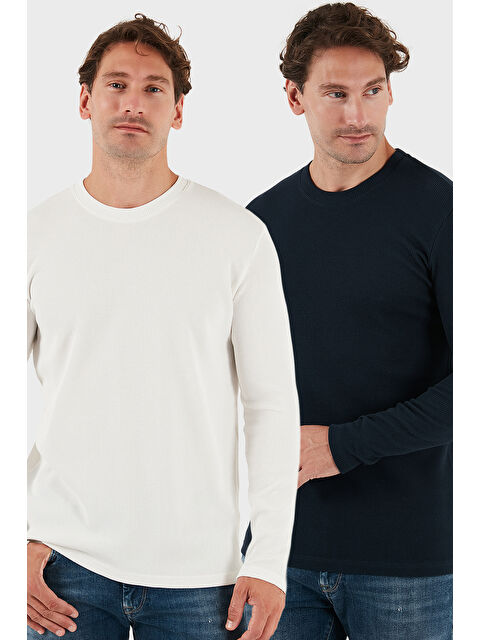 Buratti Pamuklu Bisiklet Yaka Slim Fit Basic 2'li Paket Sweat 5905073S2 - S000463611-37265