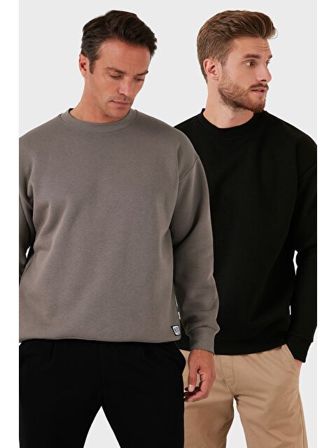 Buratti Regular Fit Bisiklet Yaka Şardonlu 2'li Paket Sweat 5905255S2 - S000436828-37433