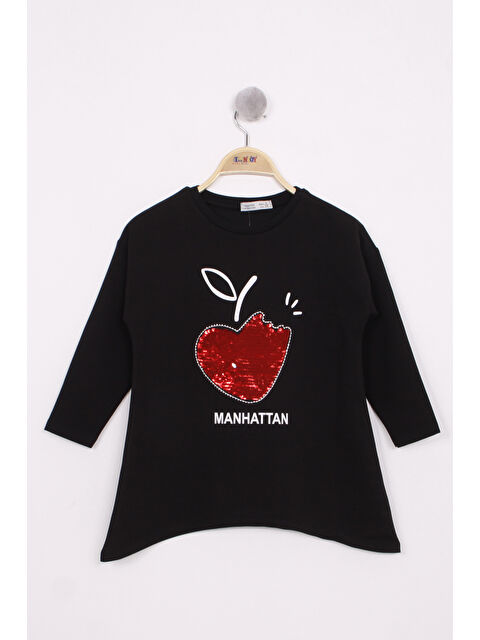 Toontoykids Kız Çocuk Pullu Kalp Nakışlı Tişört