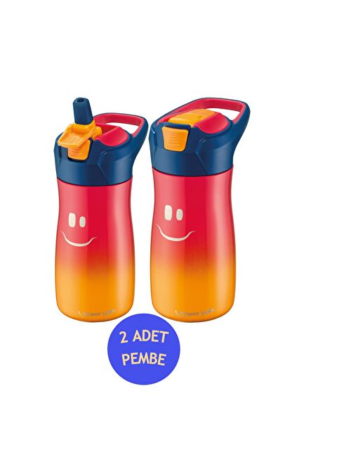 Maped Picnik Gülen Yüz Figürlü Çelik Matara 580 ml 2 Li Set Kırmızı-Turuncu - S000252979-20024