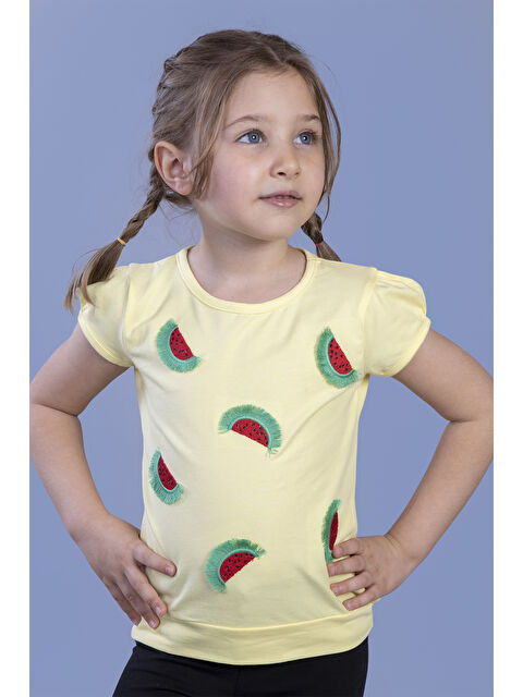 Toontoykids Kız Çocuk Karpuz Nakışlı Tişört