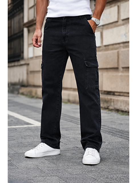 Comstar Erkek Kargo Cepli Pamuklu Füme Baggy Pantolon