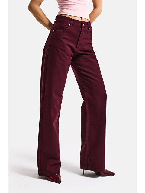 It's Basic Kadın Bordo Renk Lora 7s6-35 Loose Fit %100 Pamuk Denim Jean - S000505373-19951