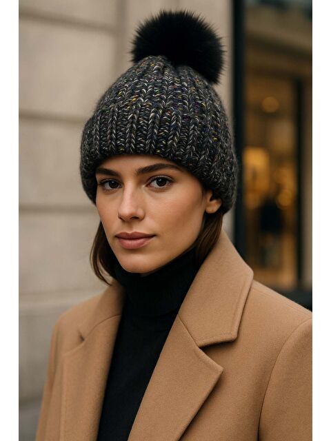 Remsa Ponpon Detay Kadın Bere RKŞ-1142 Siyah - S000469289-19351