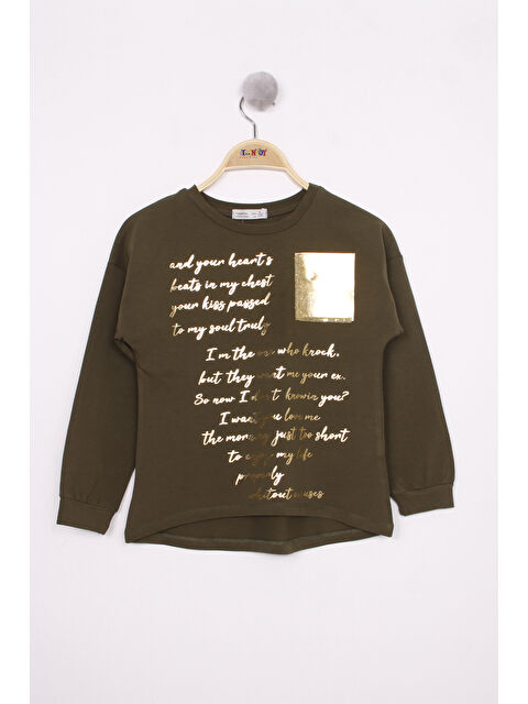 Toontoykids Kız Çocuk Varaklı Cep Baskılı T-Shirt