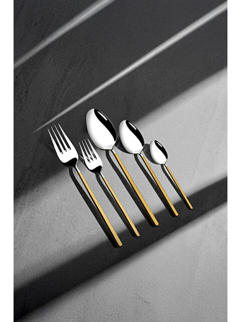 Nehir Gloria Altın Saten 6 Kişilik 36 Parça Kutulu Çatal Kaşık Bıçak Takımı - S000496095-20076