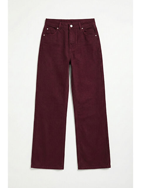 It's Basic Kadın Bordo Doris 7s6-35 Straight Fit Yüksek Bel %100 Pamuk Denim Jean - S000505374-19951