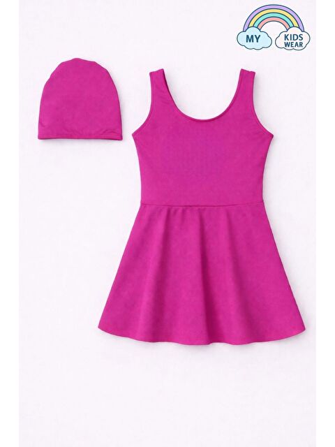 My Kids Wear Kız Çocuk Şapkalı Etekli Mayo Takımı (Külotlu Mayo) 12702