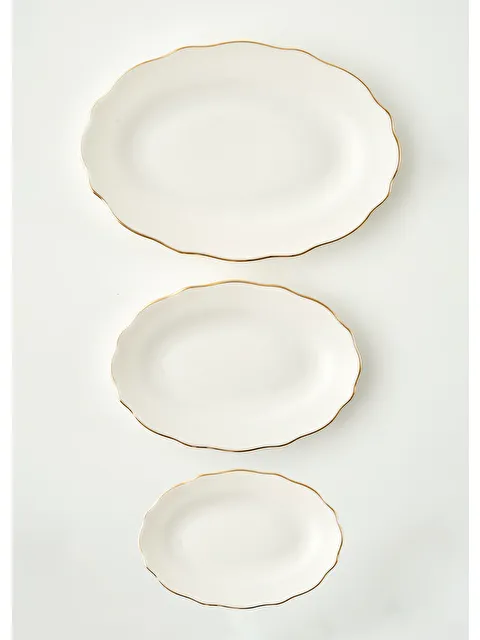 Bella Maison Victoria Porselen 3'lü Sunum Tabağı Gold