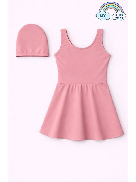 My Kids Wear Kız Çocuk Şapkalı Etekli Mayo Takımı (Külotlu Mayo) 12711