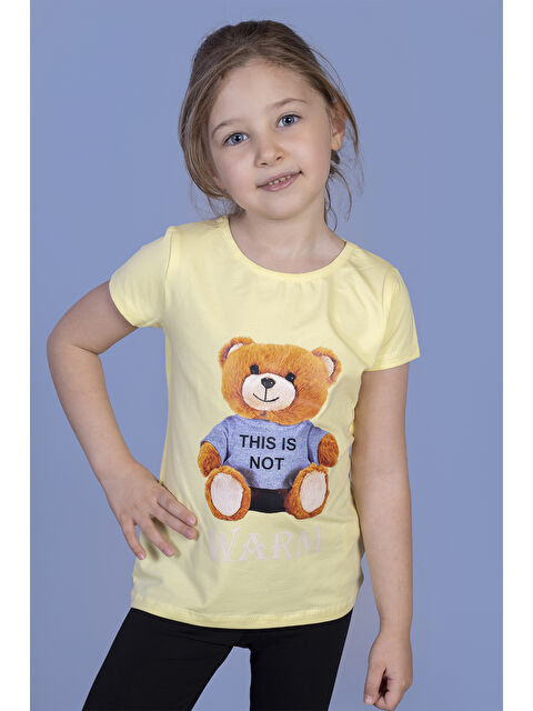 Toontoykids Kız Çocuk Ayıcık Baskılı Tişört