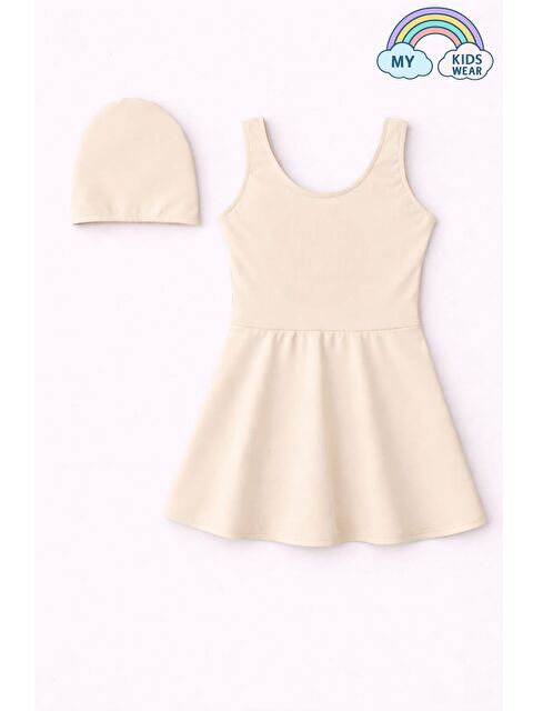 My Kids Wear Kız Çocuk Şapkalı Etekli Mayo Takımı (Külotlu Mayo) 12701