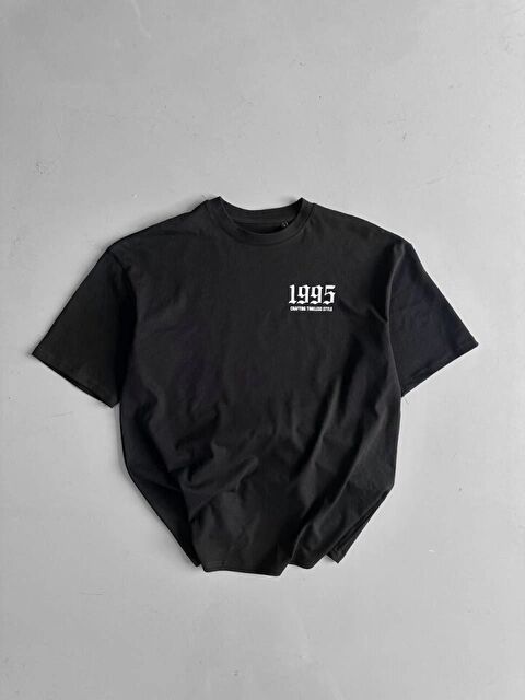 Jane's Baskılı Oversize Bisiklet Yaka T-shirt - Siyah - S000528565-19351