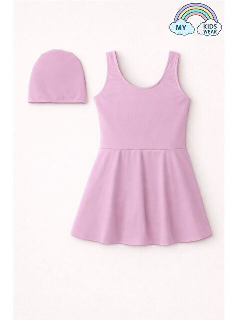 My Kids Wear Kız Çocuk Şapkalı Etekli Mayo Takımı (Külotlu Mayo) 12707
