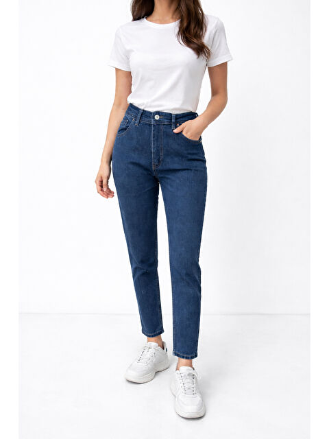 carla10 Koyu Lacivert Dar Paça Esnek Jean - S000505381-21164