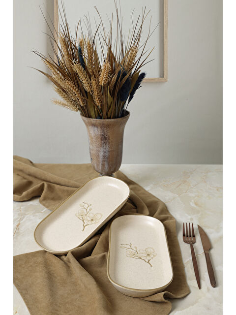 Keramika Taupe Bloom Noyan Kayık Tabak 26 cm 2 Adet - S000407478-23173