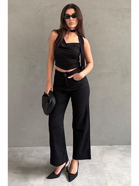 Madmext Siyah Düz Kesim Geniş Paça Kadın Flared Jean Mg2630 - S000505385-19351