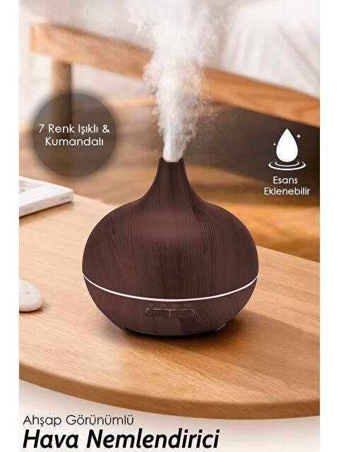 Meleni Home Oda Hava Ne mlendirici 7 Renk LED Işıklı Buhar Makinesi Aroma Difüzörü Humidifier Koyu Kahve - S000385327-19291