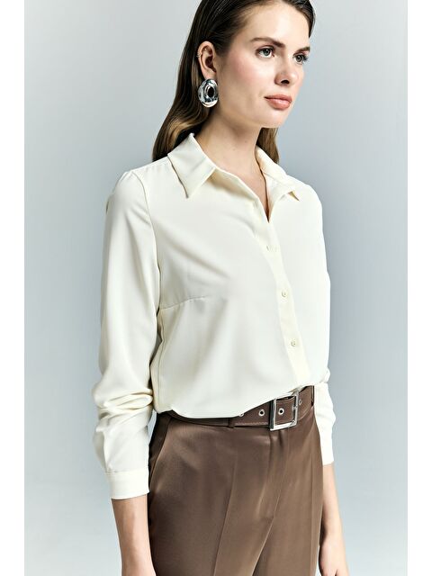 SATEEN Düz Klasik Gömlek - Sarı - S000323499-20072