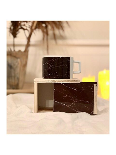 Bam Hediyelik Eşya Siyah Mermer Tasarımlı Kutulu Kupa - S000290080-23173