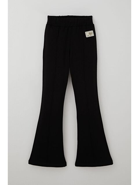 Breeze Kız Çocuk İspanyol Paça Tayt Dekoratif Metal Kalp Armalı Çima Dikişli Siyah (8-14 Yaş) - S000493789-19351