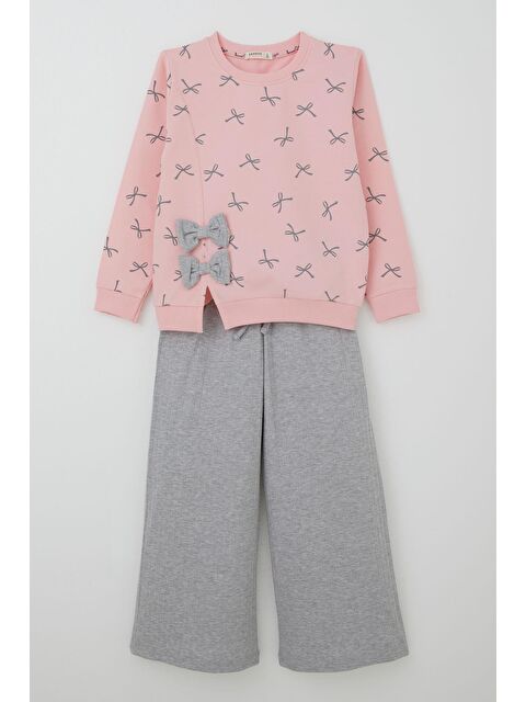 Breeze Kız Çocuk Eşofman Takımı Fiyonk Detaylı Bağcık Aksesuarlı Pembe (7-12 Yaş) - S000493791-20024