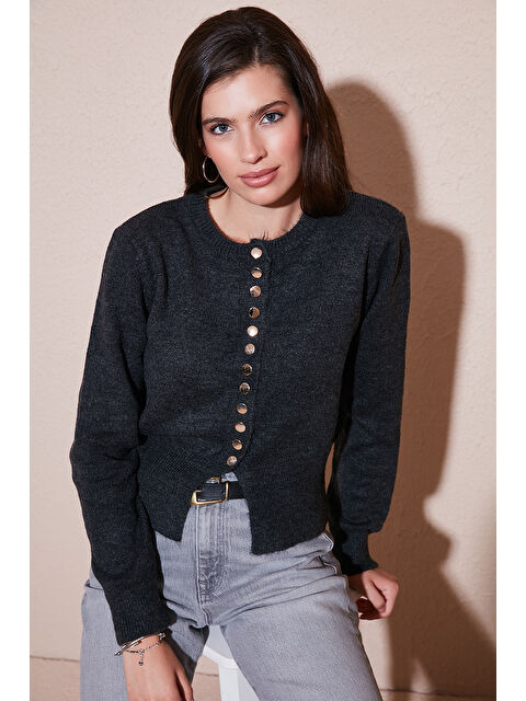 Lela Premium Comfort Fit Yuvarlak Yaka Crop Triko Hırka 680HI00164 - S000424905-29666