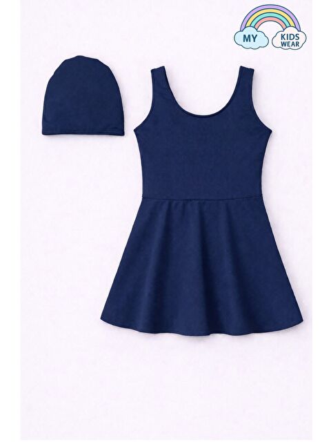 My Kids Wear Kız Çocuk Şapkalı Etekli Mayo Takımı (Külotlu Mayo) 12703