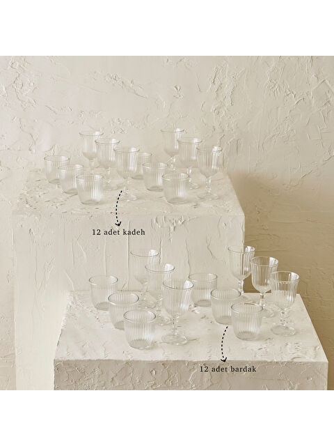 Bella Maison Line Bardak-Kadeh Seti 24'lü Naturel - S000397589-26406