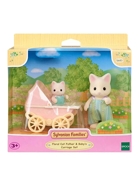 Sylvanian Families Çiçekli Kedi Baba ve Bebek Arabası Seti 5683