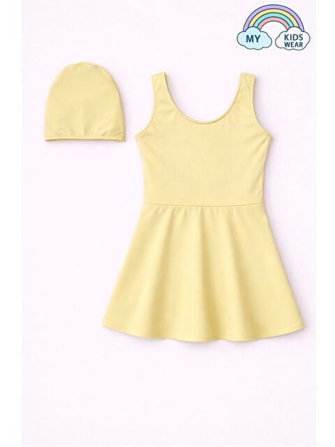 My Kids Wear Kız Çocuk Şapkalı Etekli Mayo Takımı (Külotlu Mayo) 12709