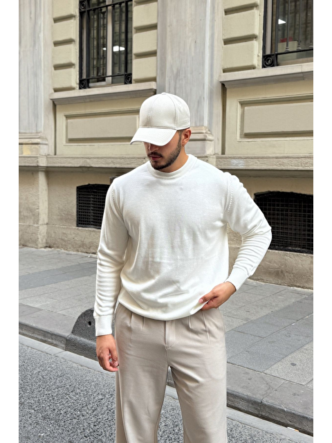 Livio Ferri Acton Erkek %100 Organik Pamuk Bisiklet Yaka Triko Kazak