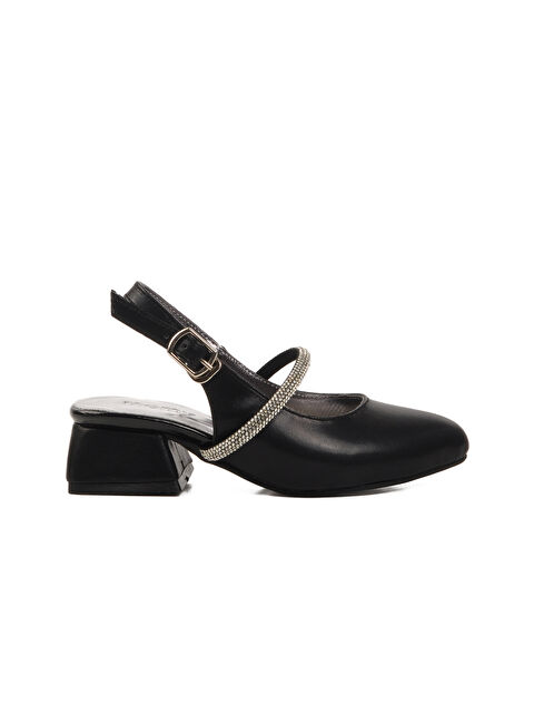 Ayakmod Siyah Taş İşlemeli Kız Çocuk Sandalet 253 RY 4091 P - S000368679-19351