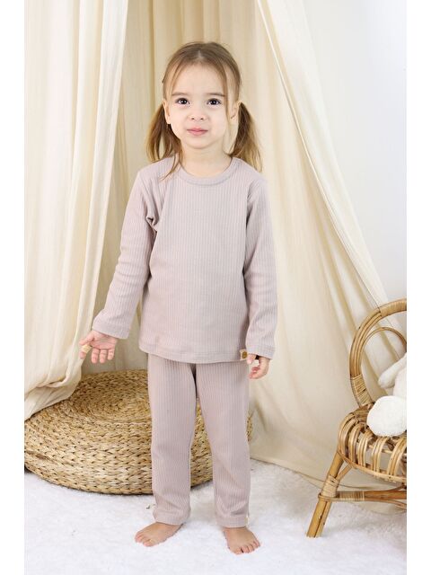 ZUZUNGA Basic Fitilli İnterlok Kumaş %100 Pamuk 1-5 Yaş Beyaz Bebek Pijama Takımı - S000526270-26429