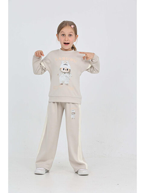 Modanino Kız Çocuk Oysho Kumaş Karakter Baskılı Geniş Paçalı Alt-Üst Takım 12306 - S000453885-19966