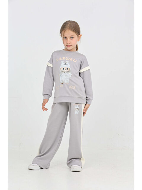 Modanino Kız Çocuk Oysho Kumaş Karakter Baskılı Geniş Paçalı Alt-Üst Takım 12306 - S000453885-20600