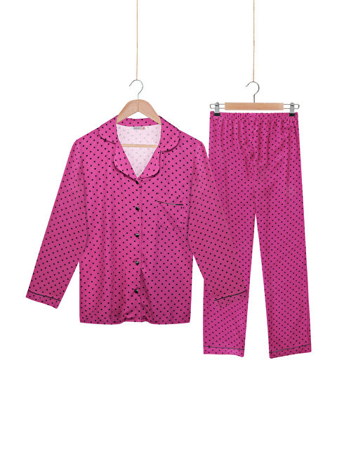 Dominant %100 Dokuma Viskon Düğmeli Uzun Kol Pijama Takımı - S000440265-18686